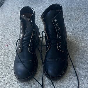 Men's Black and Brown Lace-Up Boots